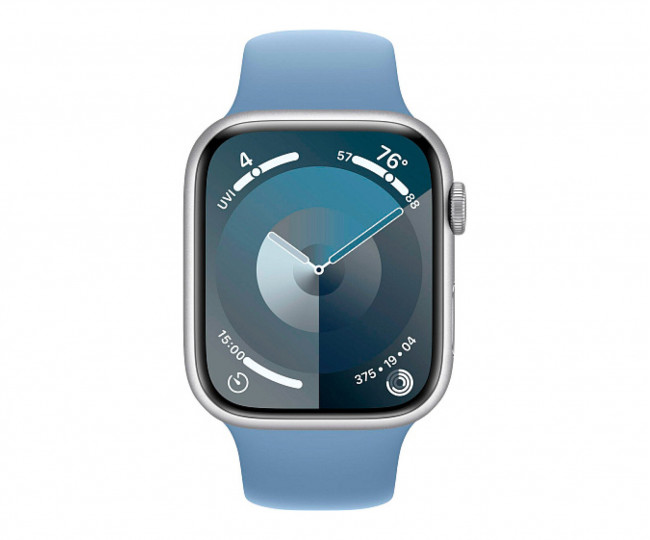 Apple Watch Series 9 GPS 45mm Silver Aluminium Case w. Storm Blue S. Band - M/L (MR9E3) б/у